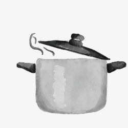水彩绘厨房里的锅素材