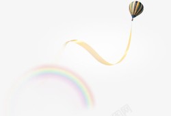 彩虹丝带热气球装饰素材