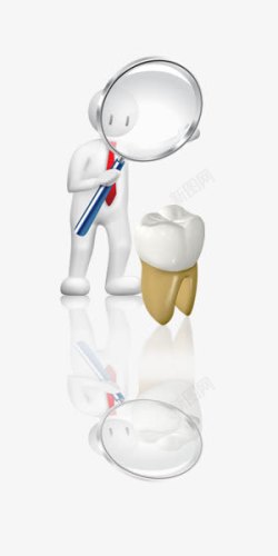 牙齿展板用放大镜观察牙齿高清图片
