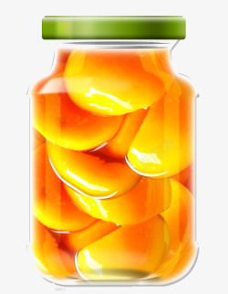 透明玻璃罐头水果黄桃玻璃罐头包装高清图片