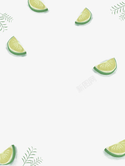绿色手绘柠檬装饰图案素材