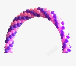 搭建紫色和粉色气球搭建的气球门高清图片