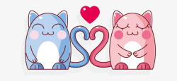 卡通可爱的猫咪情侣素材