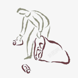 简约捡垃圾小人素材
