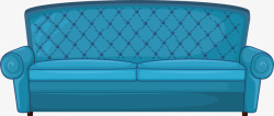 卡通蓝色双人沙发家具装饰素材