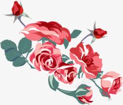 红色手绘鲜花素材
