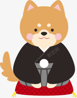 日式图案卡通穿和服的小狗高清图片