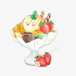 水果冰淇淋球手绘画片素材