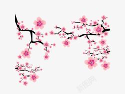 粉色日本元素樱花枝头装扮素材