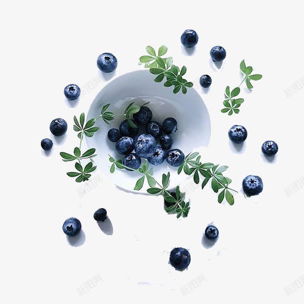 盘子里的蓝莓png免抠素材_88icon https://88icon.com 植物 水果 盘子 绿叶 蓝莓