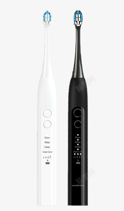 充电式黑白两色电动牙刷高清图片