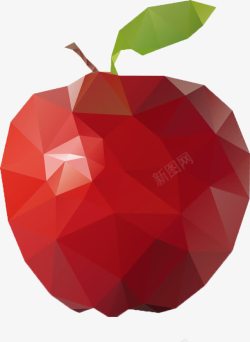 红色水晶清新浪漫唯美时尚创意苹果水果叶图标高清图片