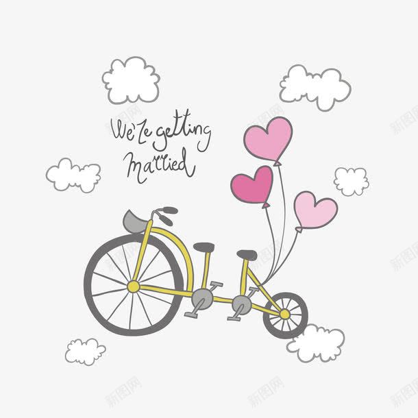 双人自行车png免抠素材_88icon https://88icon.com 卡通 手绘 涂鸦 爱心气球 结婚