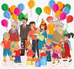 聚会气球手绘卡通生日派对高清图片
