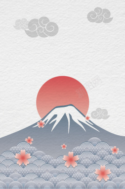 矢量古风日本富士山樱花背景背景