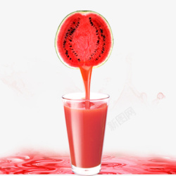 红色圆弧西瓜汁元素素材