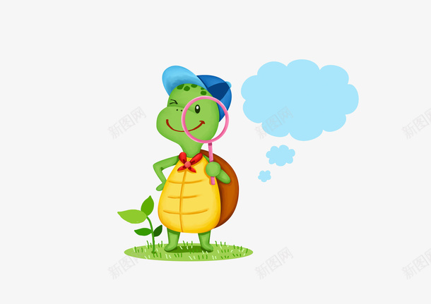 呆萌的乌龟png免抠素材_88icon https://88icon.com 卡通 可爱的 呆萌的 小乌龟 小学生 放大镜
