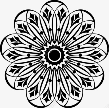 炫彩花朵简易黑色瑶族花纹图图标图标