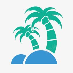 海边植物卡通绿色椰子树简笔画高清图片