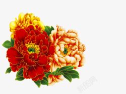 中国风牡丹花展板装饰素材