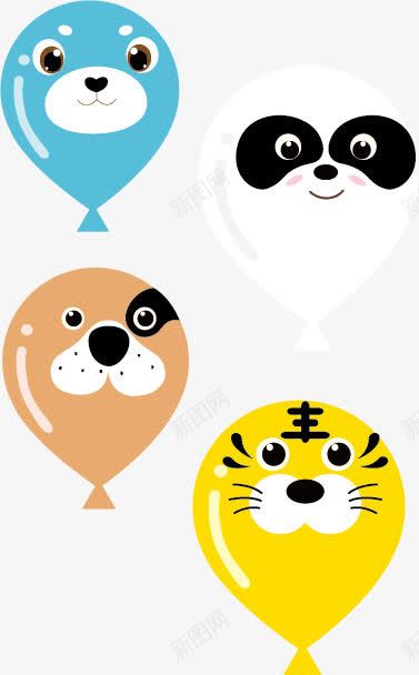 创意气球png免抠素材_88icon https://88icon.com 儿童卡通素材 创新点子 动物 卡通 小熊扇子 气球 熊猫 狗 老虎 装饰素材