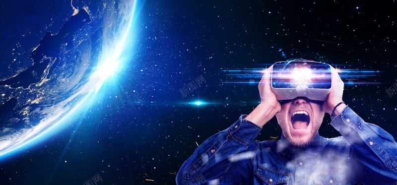 VR科幻科技蓝色星空bannerpsd设计背景_88icon https://88icon.com 3D VR 人物 太空 宇宙 星光 未来 眼镜 科幻 科技 科技背景 立体 网络 虚拟 金属质感