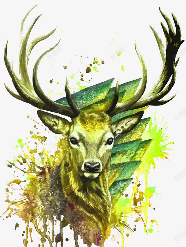 水彩鹿png免抠素材_88icon https://88icon.com 几何 手绘 森林 水彩 绿色 鹿 鹿插画 鹿矢量