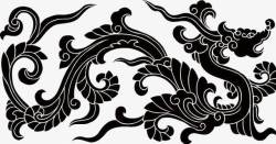 中式浮雕黑色龙纹边框高清图片