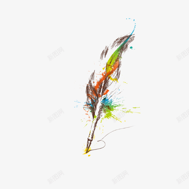 彩色创意钢笔元素psd免抠素材_88icon https://88icon.com 书法 创意 彩色 线稿 羽毛 艺术 设计 钢笔