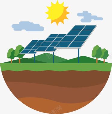 漫画卡通一家人太阳能环保生态图标图标