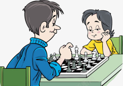 人物棋子手绘对弈下棋高清图片