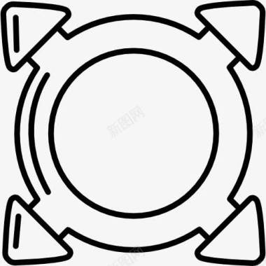 四个箭头围绕一个圆圈勾勒的形状图标图标