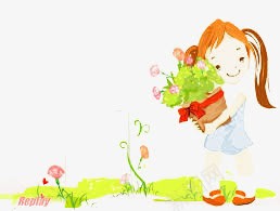 小女孩抱着花篮背景png免抠素材_88icon https://88icon.com 卡通 可爱 手绘 春天 花朵点缀