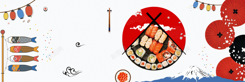 浅色食品日本料理寿司淘宝banner背景