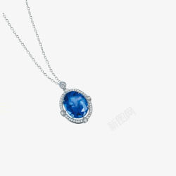 蓝色爱心素材蓝色宝石纯银项链高清图片