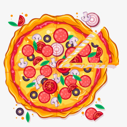 彩色圆弧披萨美食元素矢量图素材