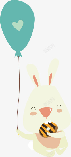 手拿气球的兔子矢量图素材