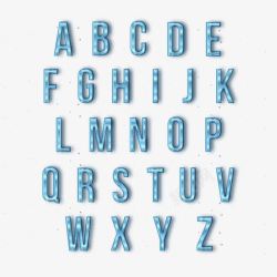 冰晶字母26个蓝色冰晶字母高清图片