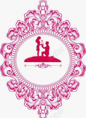 红牡丹花纹婚礼logo图标图标