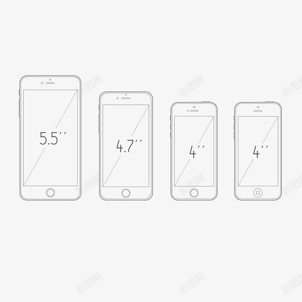手机尺寸矢量图ai免抠素材_88icon https://88icon.com iPhone6 iPhone6模板 尺寸 屏幕大小 矢量图