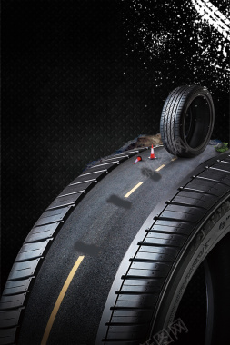 黑色质感轮胎道路汽修广告海报背景背景