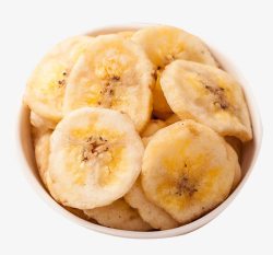 香蕉零食俯拍碗里的香蕉片高清图片