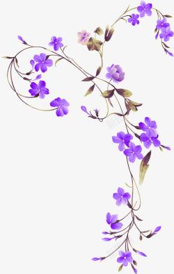 春天紫色手绘花朵装饰素材