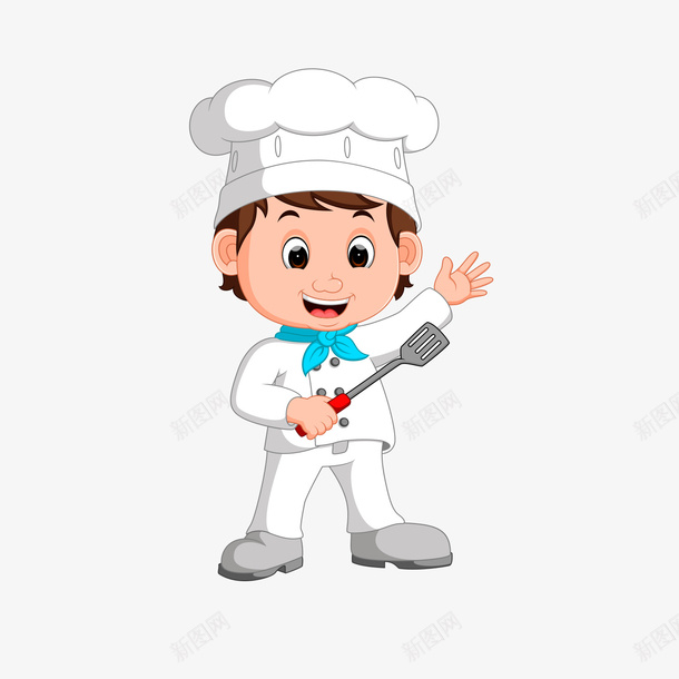 拿着铲子的厨师png免抠素材_88icon https://88icon.com 儿童 卡通 卡通职业人物 厨师 手绘 男孩 白色 铲子