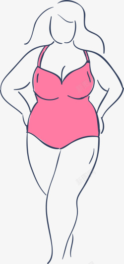 世界防治肥胖日粉衣手绘线条胖女孩高清图片