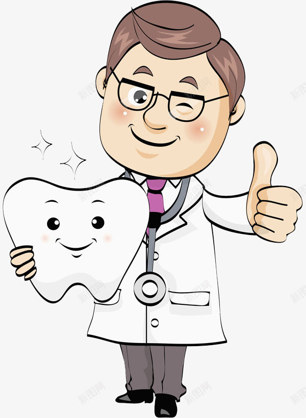 竖大拇指的牙医png免抠素材_88icon https://88icon.com 卡通 帅气的 插图 洁白的 牙医 牙齿 牙齿修护卡通图 牙齿诊断 男人 高兴地