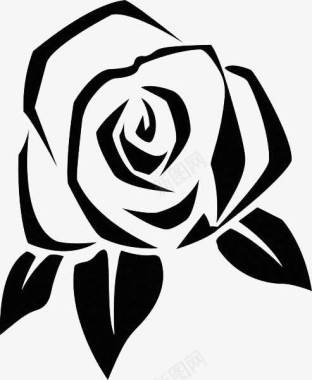 简约PPT素材简约黑色玫瑰手绘图标图标