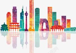 炫彩剪影炫彩中国各大著名城市建筑剪影高清图片