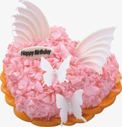 长翅膀的心形天使之心水果蛋糕高清图片