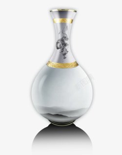 古典山水画花瓶素材